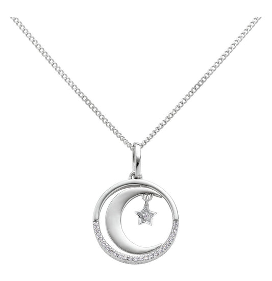 Silver Moon and Star Necklace