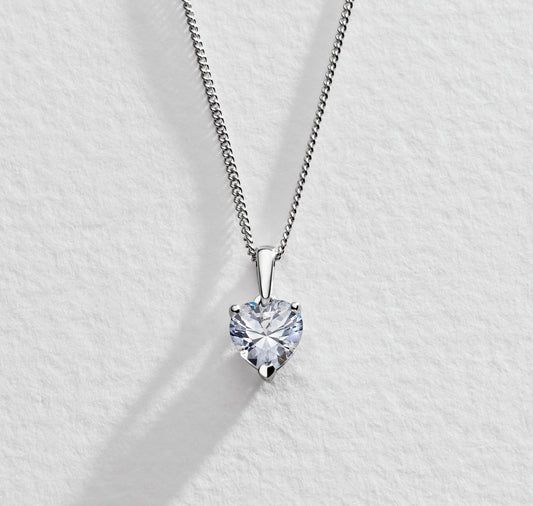 Silver Heart Diamond Necklace