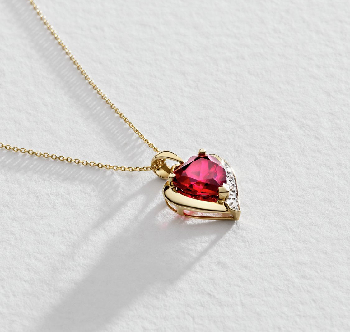 9ct Gold Played Ruby Diamond Necklace