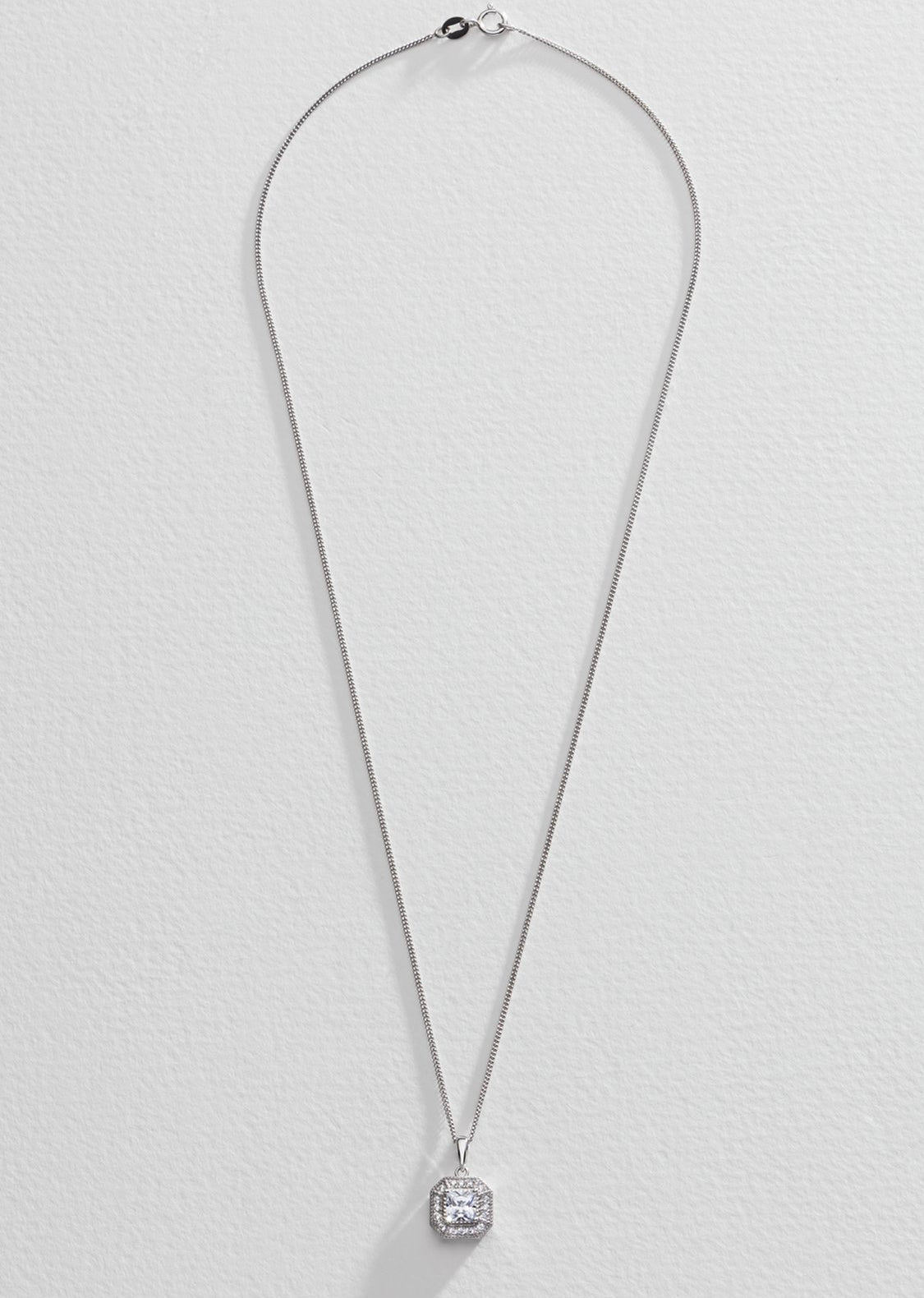 Square Sterling Silver Pendant Necklace