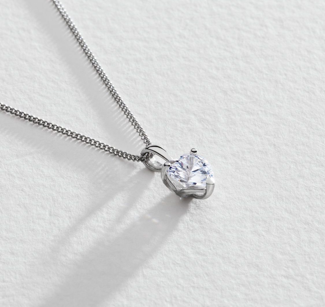 Silver Heart Diamond Necklace