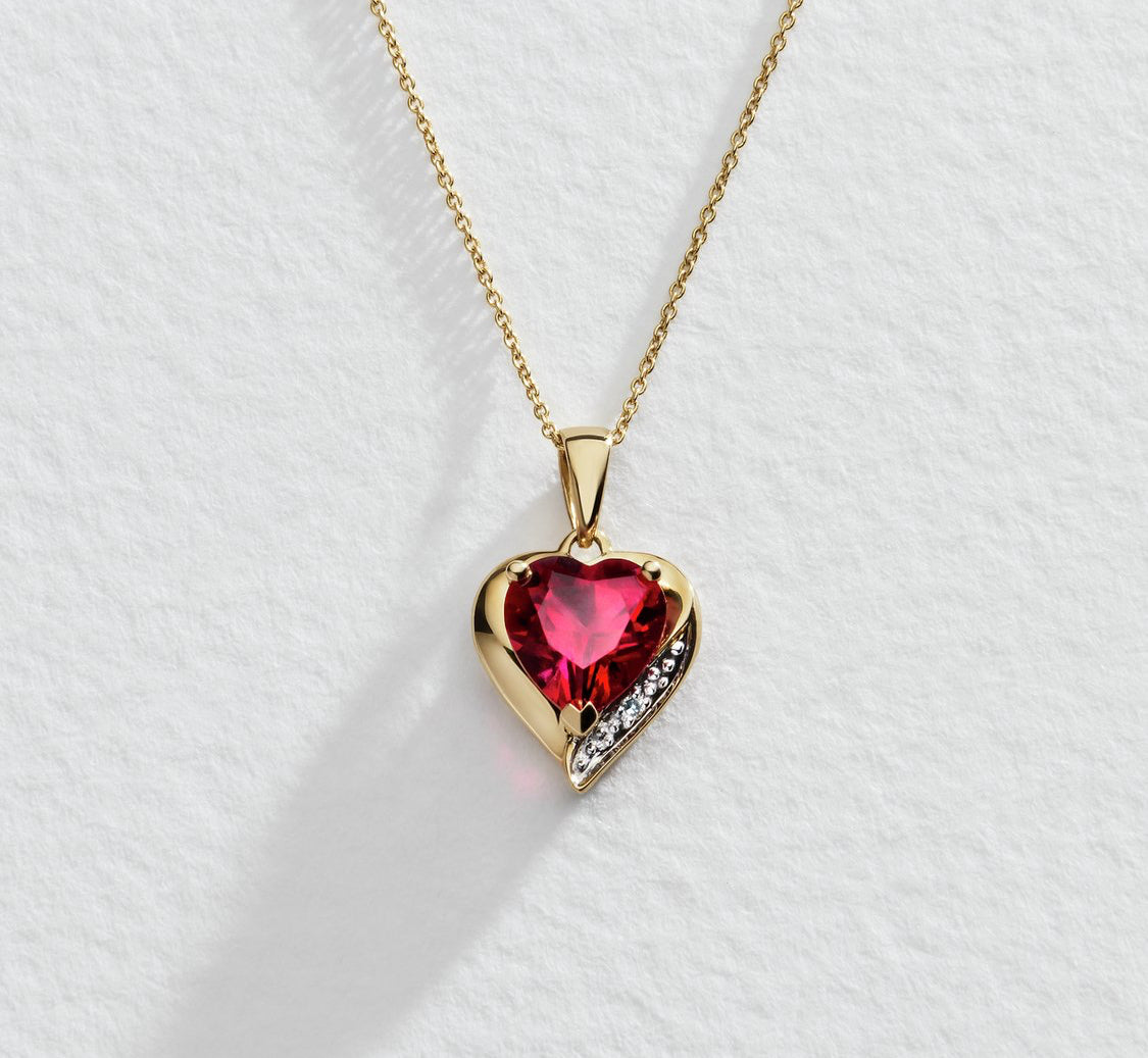 9ct Gold Played Ruby Diamond Necklace