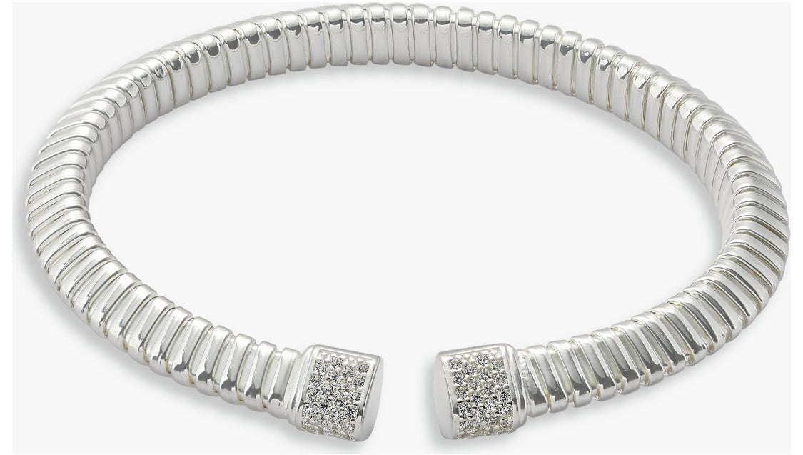 Silver Diamond Cuff Bangle