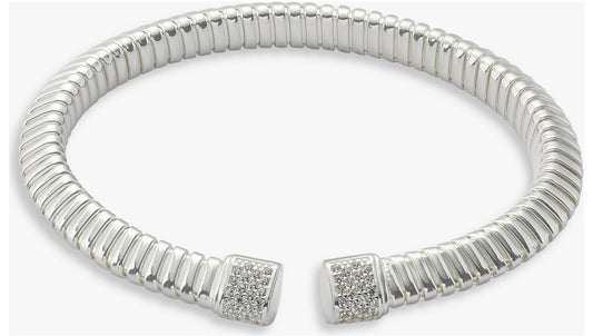 Silver Diamond Cuff Bangle