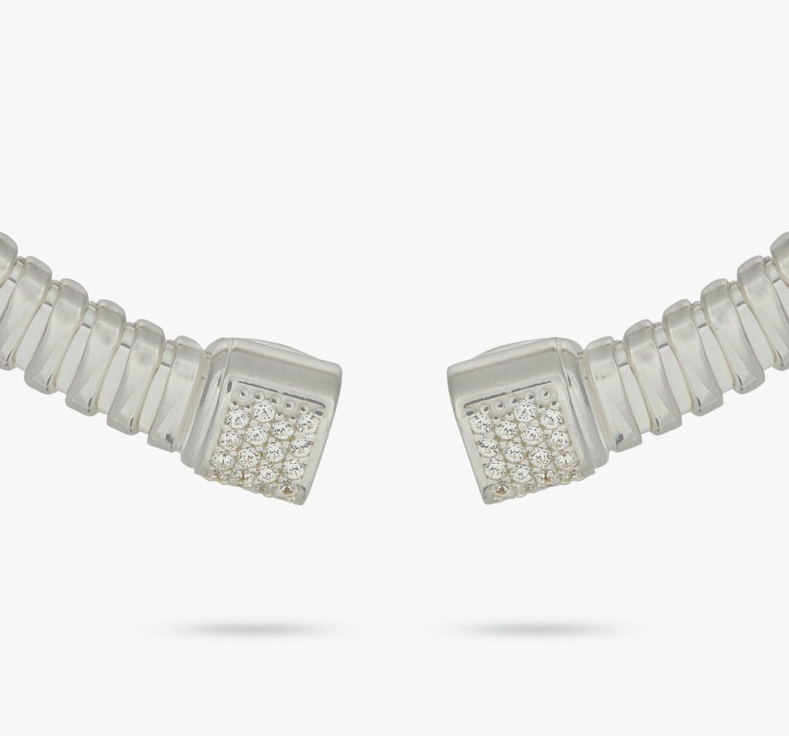 Silver Diamond Cuff Bangle