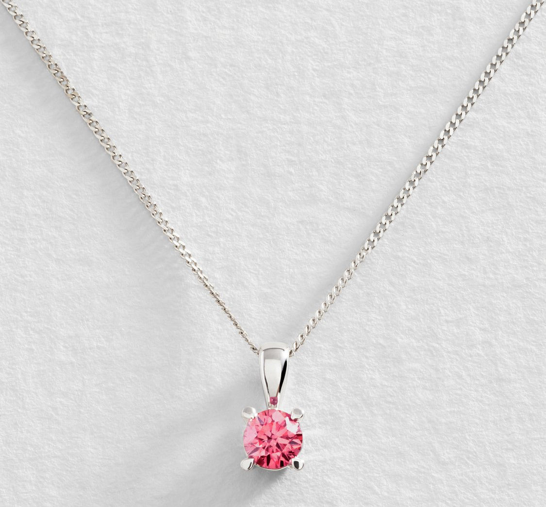 9ct Pure White Gold Pink 0.25ct Diamond