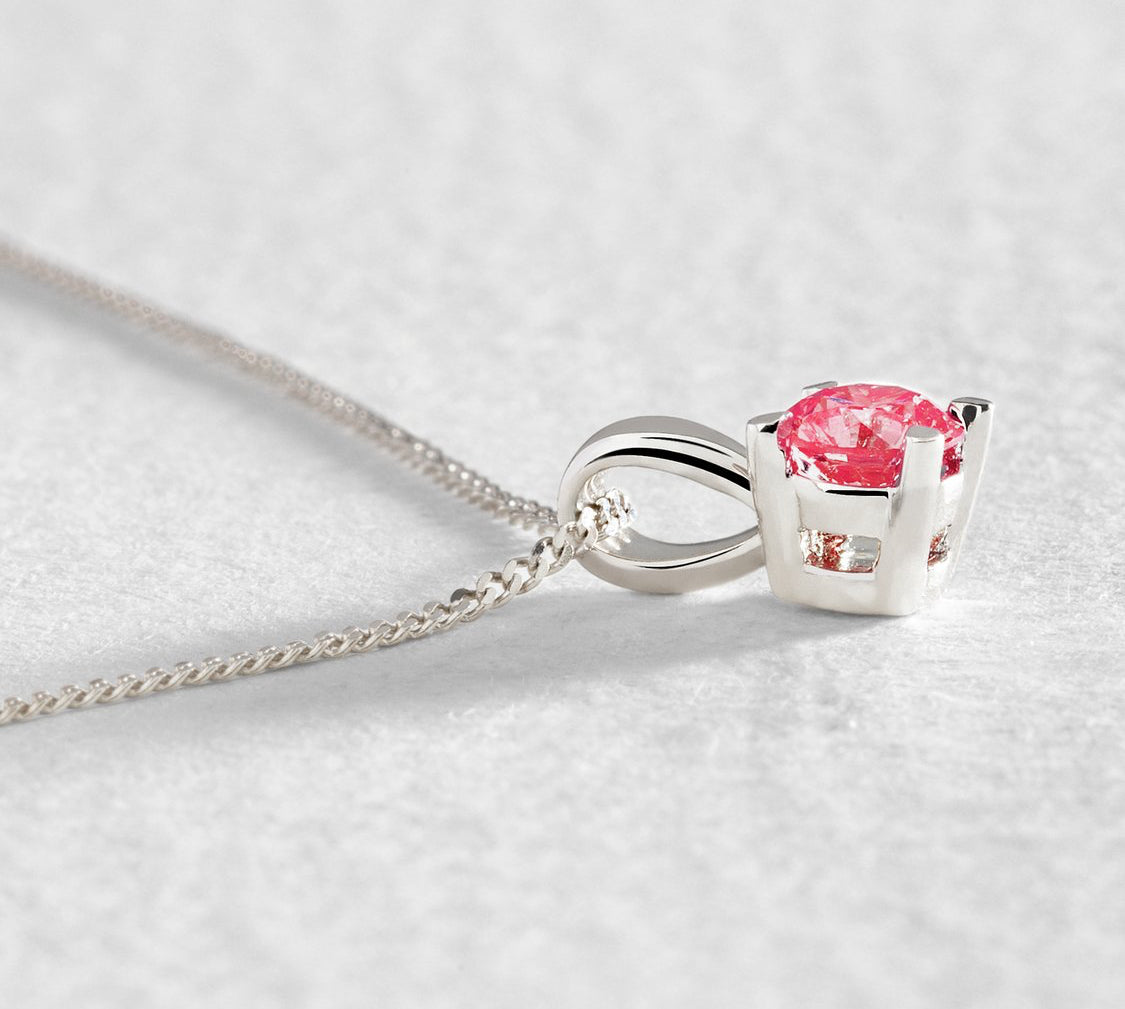 9ct Pure White Gold Pink 0.25ct Diamond